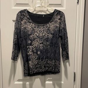 Chic Floral Women's y2k Blouse in Black and Gray